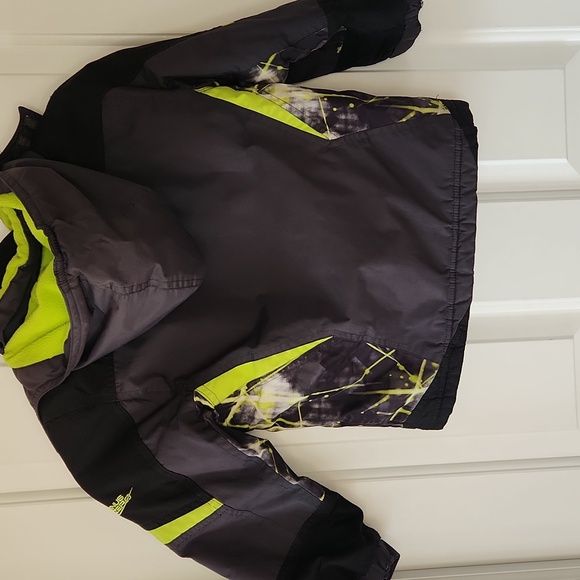 Kids Black and Green Hooded Puffer Jacket - Picture 5 of 5